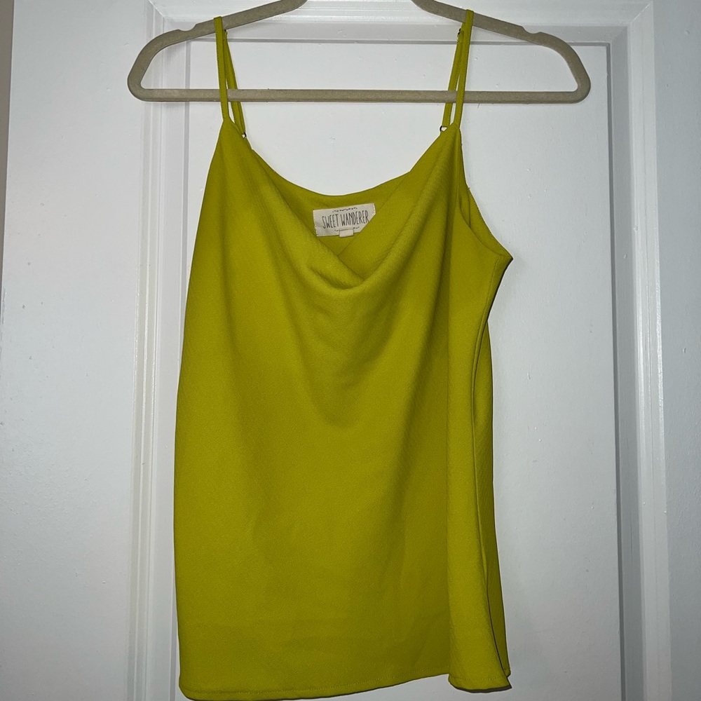 Yellow Cowl Neck Tank Top
